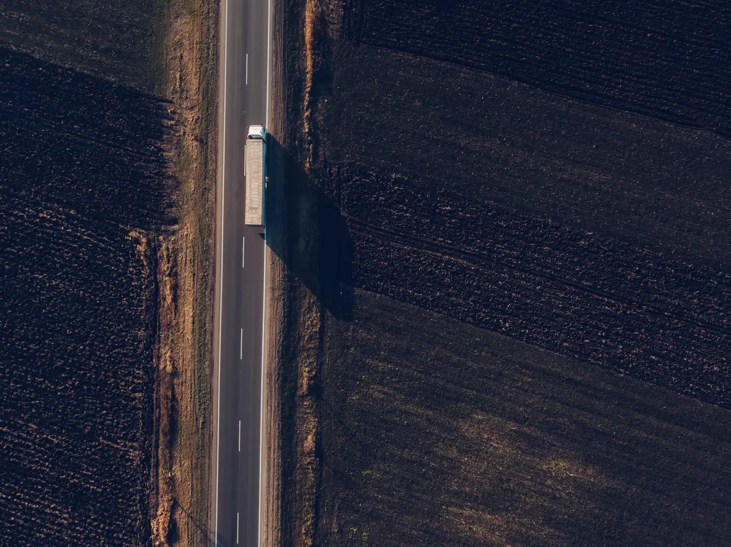 aerial view of cargo freight land transportation truck