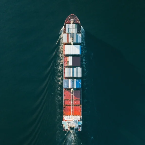 Container ship sailing in sea