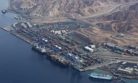 top view of Aqaba port in Jordan